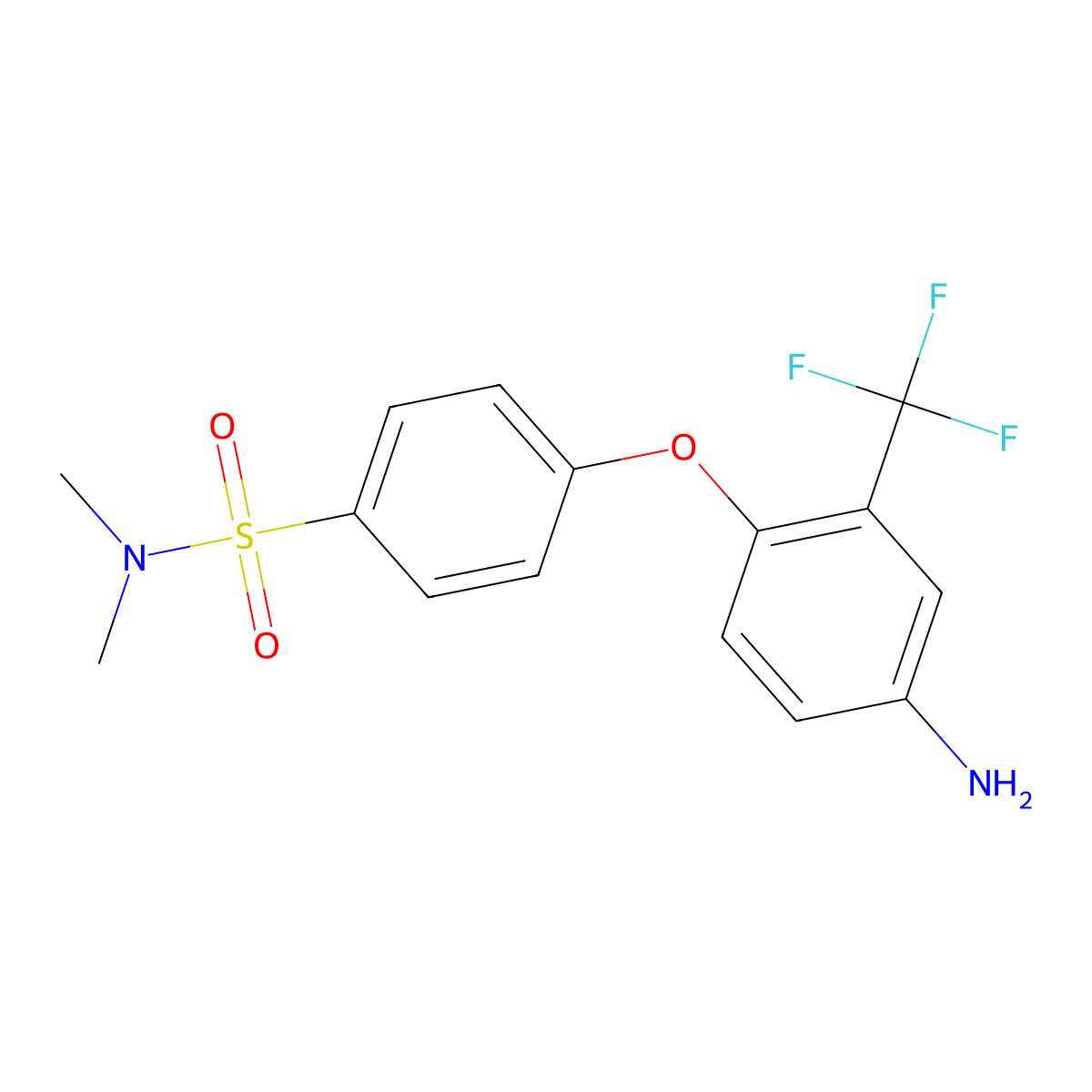 4-[4-Amino-2-(trifluoromethyl)phenoxy]-N,N-dimethylbenzenesulfonamide molecular structure, CAS 1858240-20-6