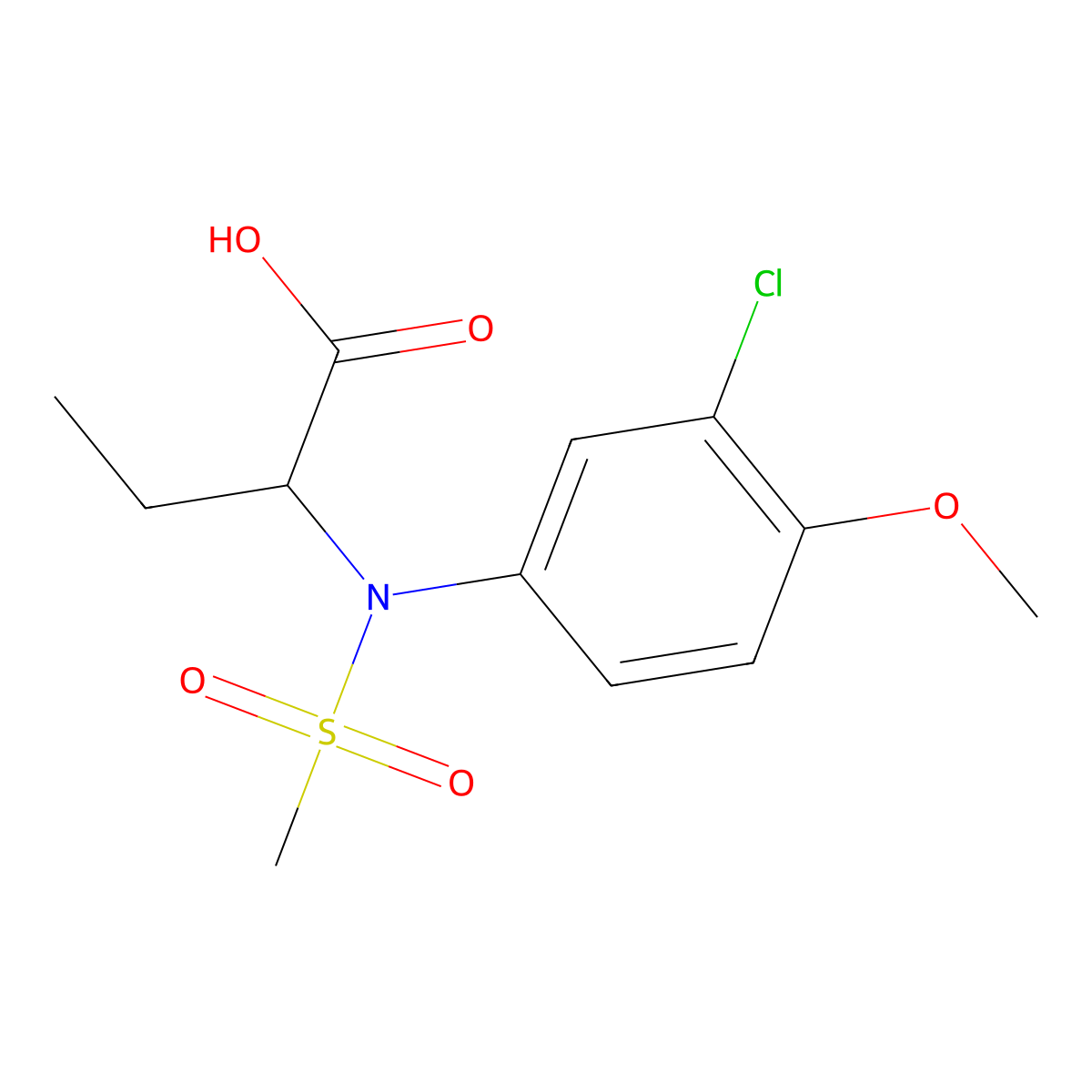 2-[(3-Chloro-4-methoxyphenyl)(methylsulfonyl)amino]butanoic acid molecular structure, CAS 1858240-35-3