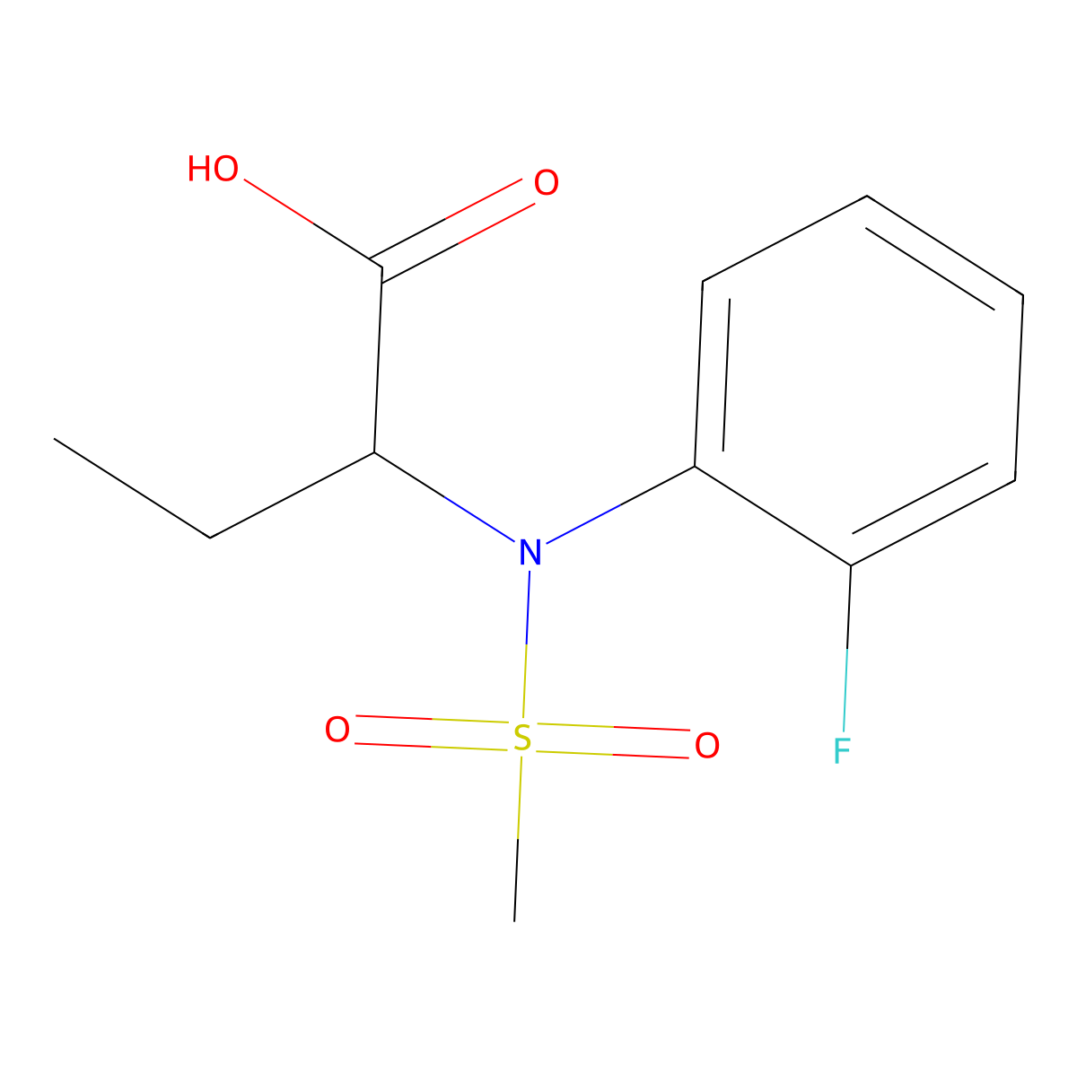 2-[(2-Fluorophenyl)(methylsulfonyl)amino]butanoic acid molecular structure, CAS 1858240-36-4