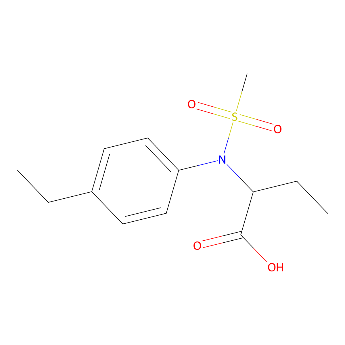 2-[(4-Ethylphenyl)(methylsulfonyl)amino]butanoic acid molecular structure, CAS 1858240-38-6