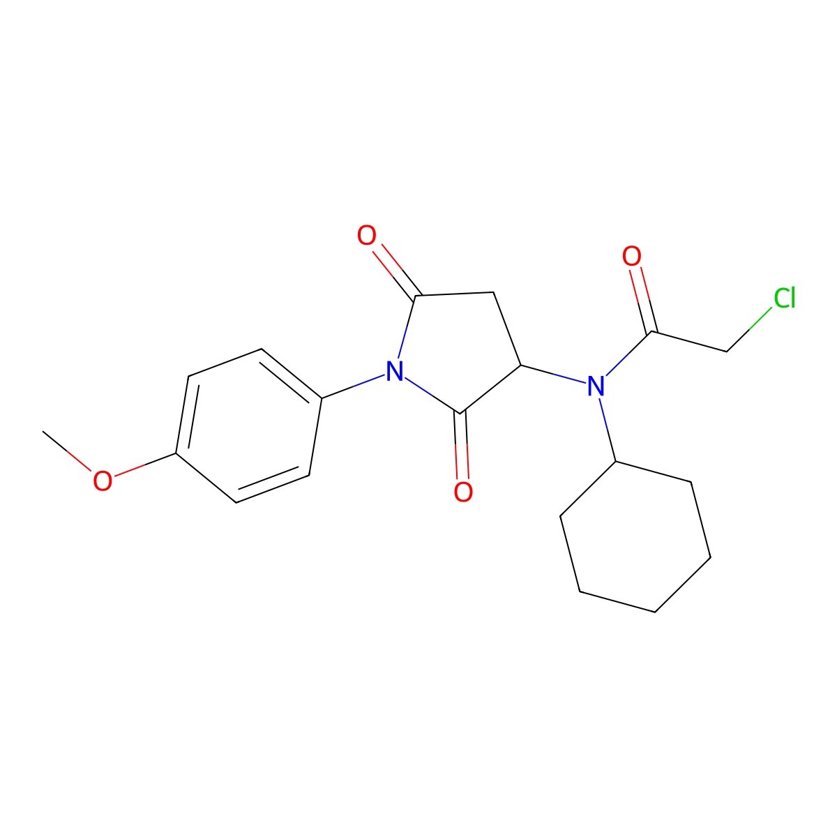 2-Chloro-N-cyclohexyl-N-[1-(4-methoxyphenyl)-2,5-dioxopyrrolidin-3-yl]acetamide molecular structure, CAS 1858240-43-3