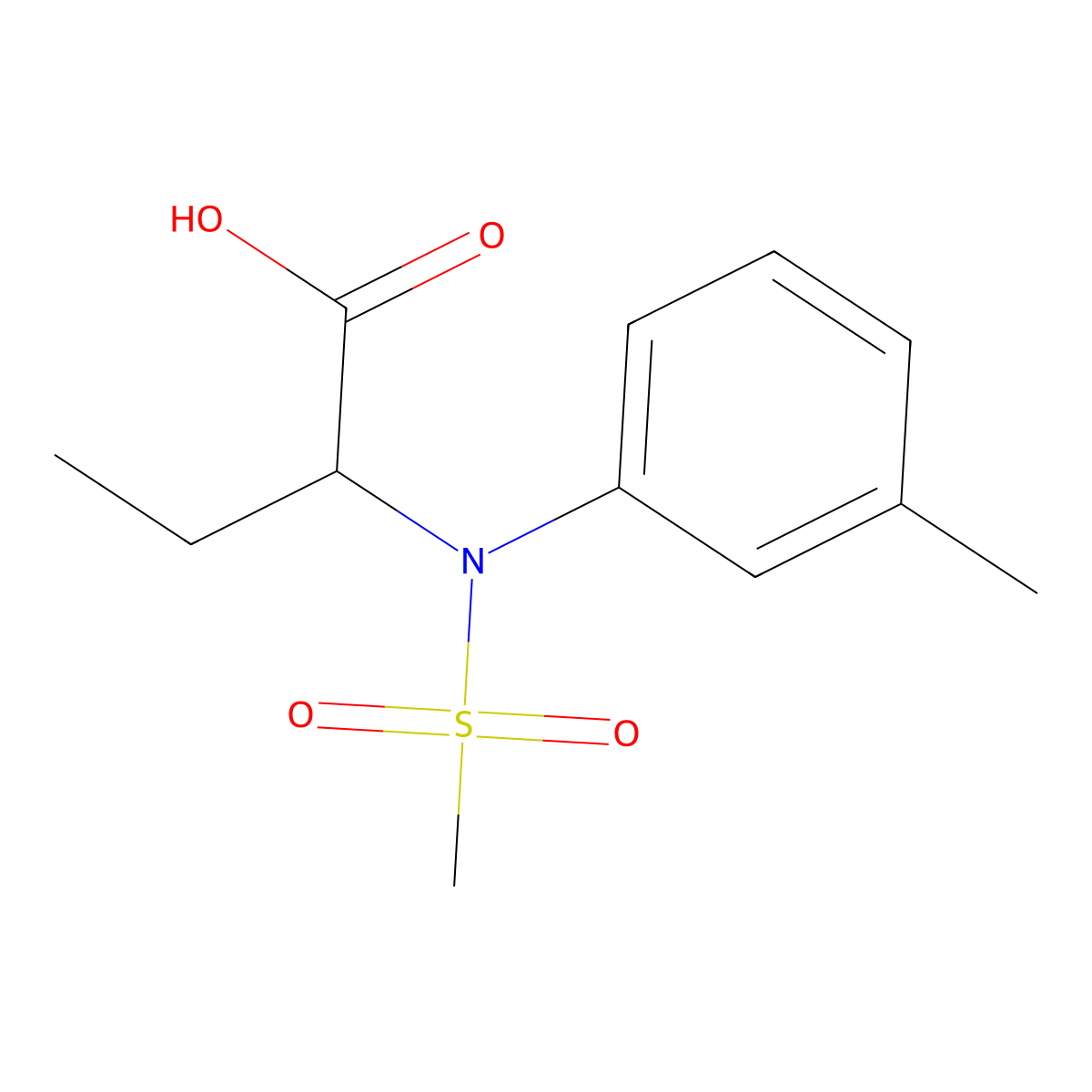 2-[(3-Methylphenyl)(methylsulfonyl)amino]butanoic acid molecular structure, CAS 1858240-47-7