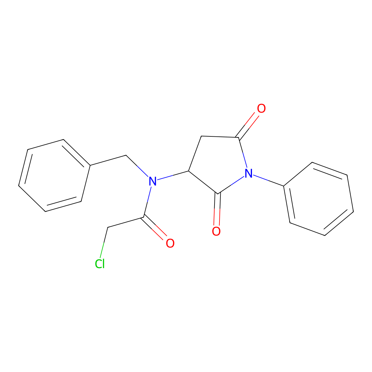 N-Benzyl-2-chloro-N-(2,5-dioxo-1-phenylpyrrolidin-3-yl)acetamide molecular structure, CAS 1858240-51-3