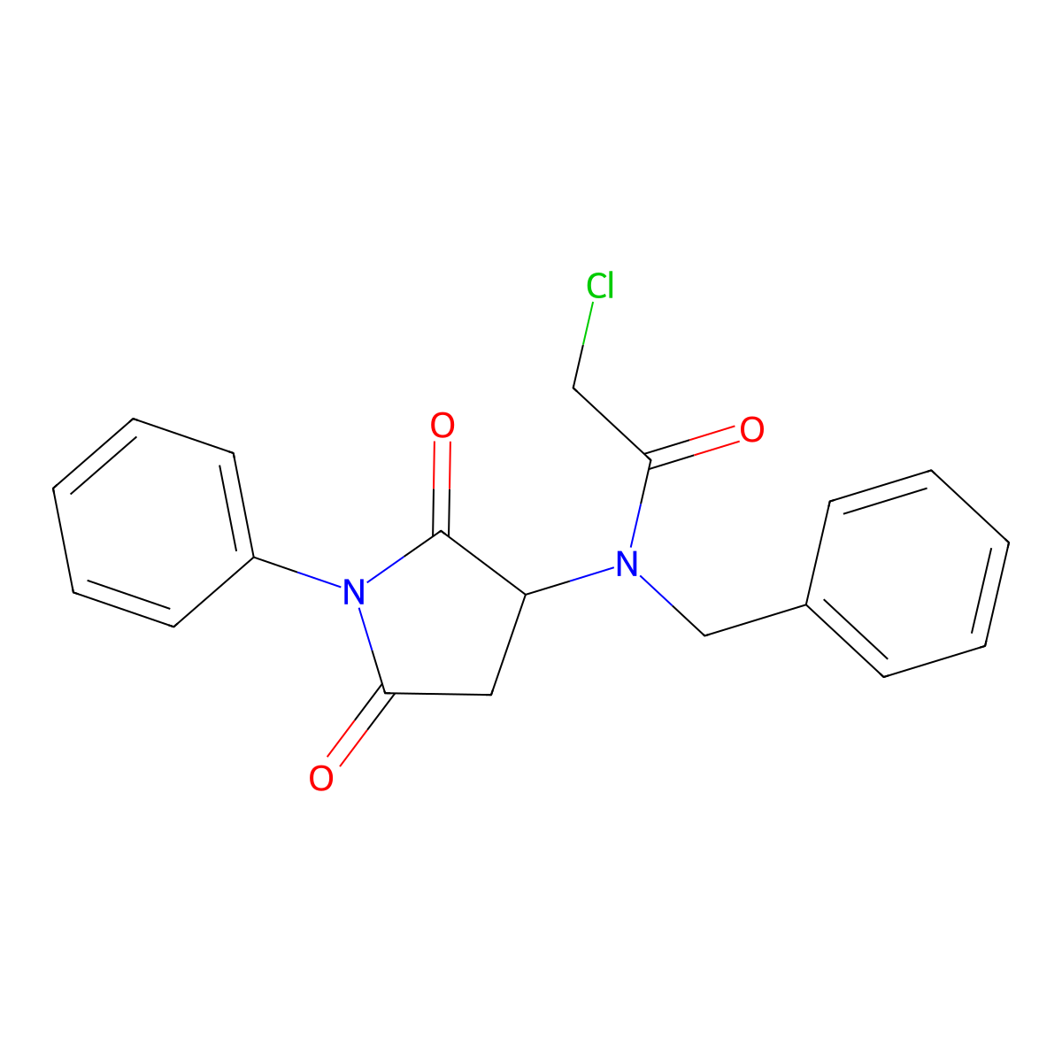 N-Benzyl-2-chloro-N-(2,5-dioxo-1-phenylpyrrolidin-3-yl)acetamide molecular structure, CAS 1858240-51-3
