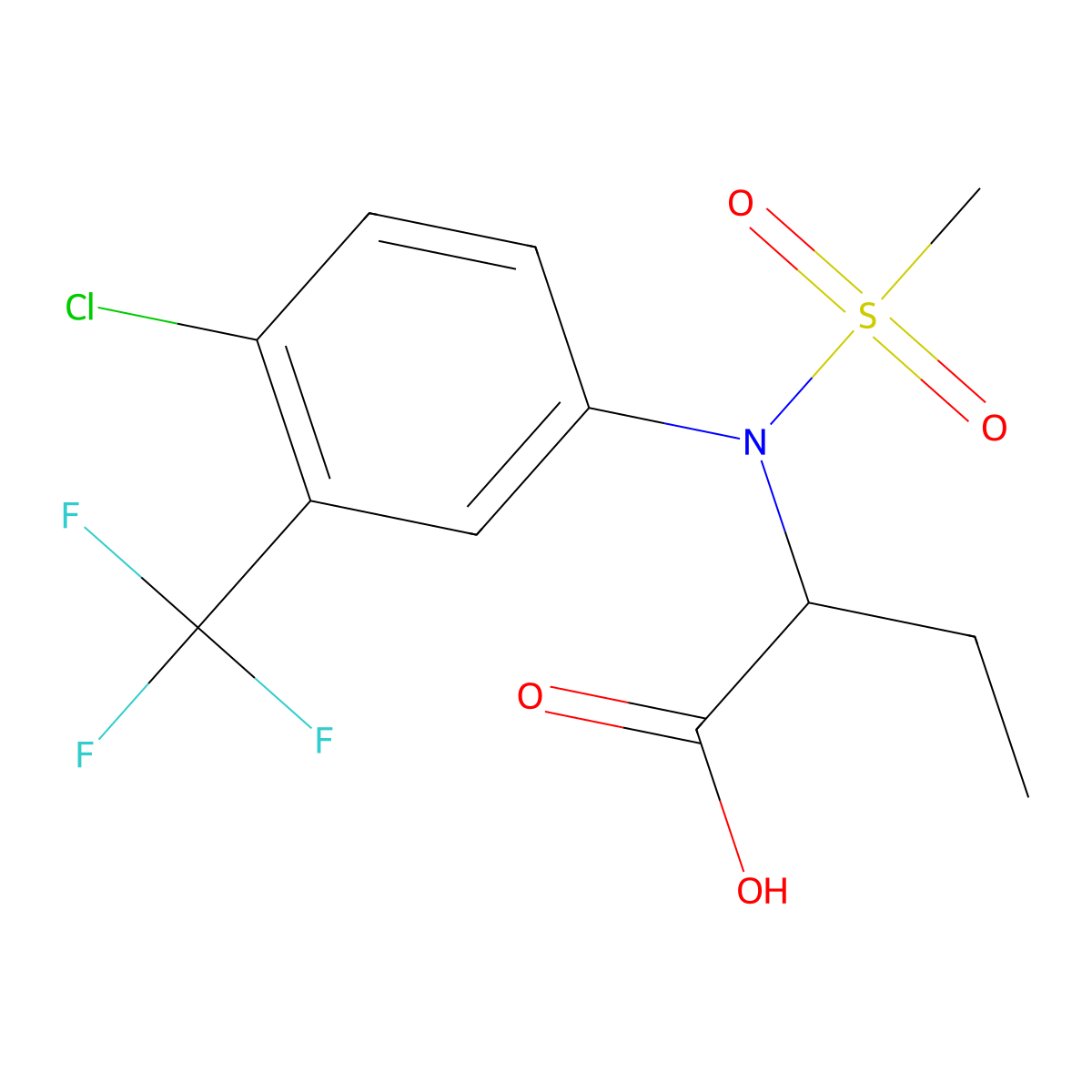 2-[[4-Chloro-3-(trifluoromethyl)phenyl](methylsulfonyl)amino]butanoic acid molecular structure, CAS 1858240-57-9