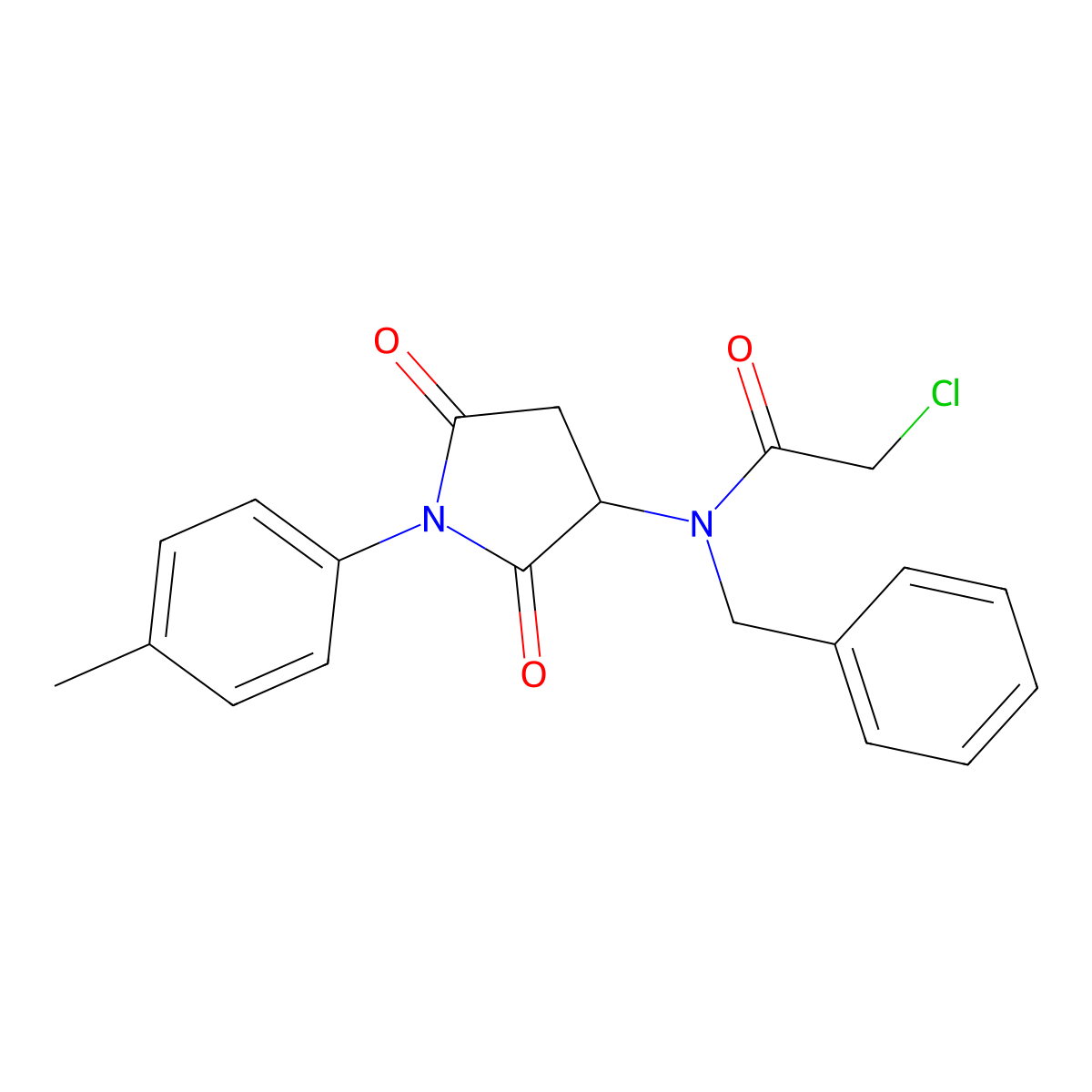 N-Benzyl-2-chloro-N-[1-(4-methylphenyl)-2,5-dioxopyrrolidin-3-yl]acetamide molecular structure, CAS 1858240-67-1