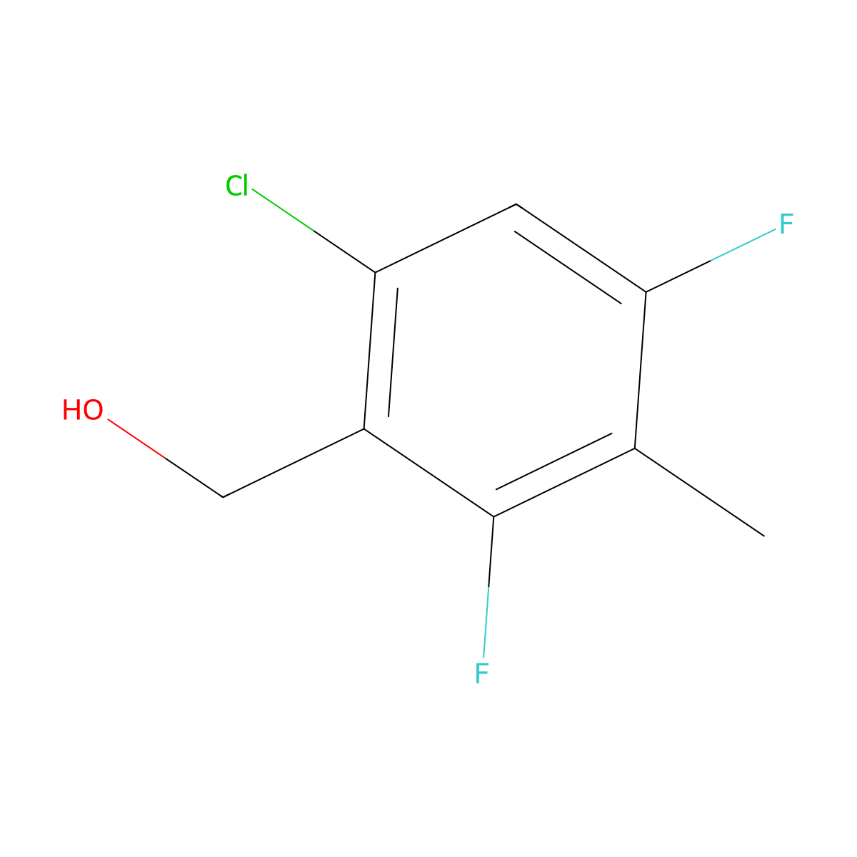 6-Chloro-2,4-difluoro-3-methylbenzyl alcohol molecular structure, CAS 1858240-87-5