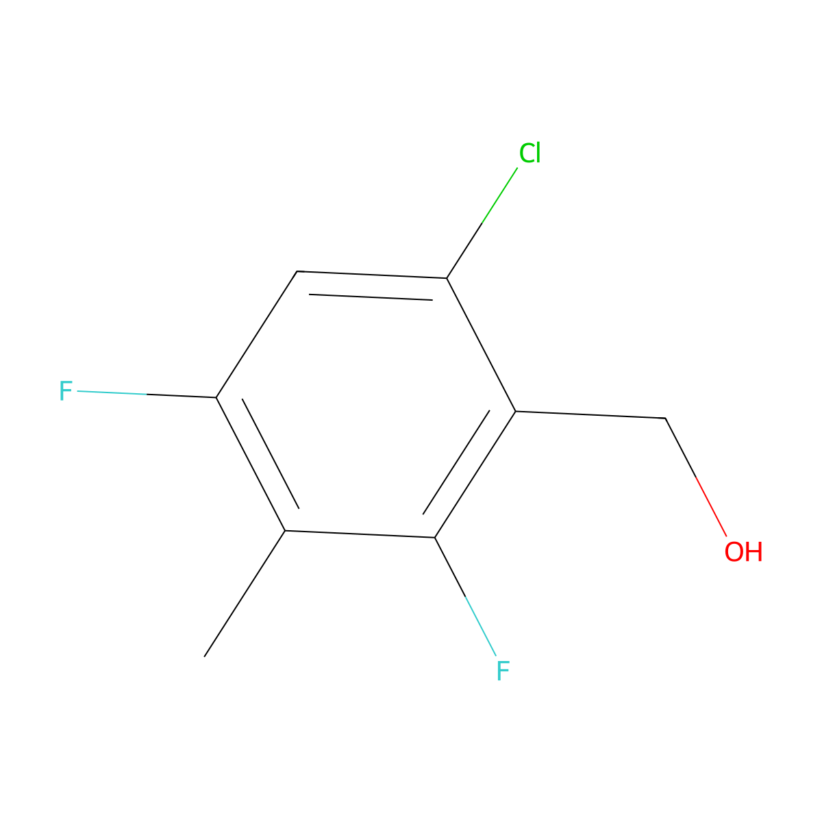 6-Chloro-2,4-difluoro-3-methylbenzyl alcohol molecular structure, CAS 1858240-87-5