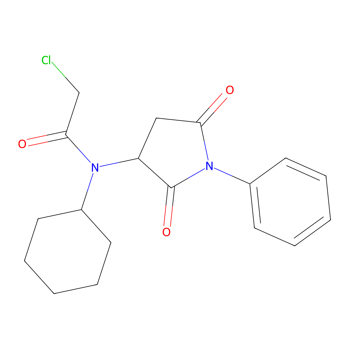 2-Chloro-N-cyclohexyl-N-(2,5-dioxo-1-phenylpyrrolidin-3-yl)acetamide molecular structure, CAS 1858240-89-7