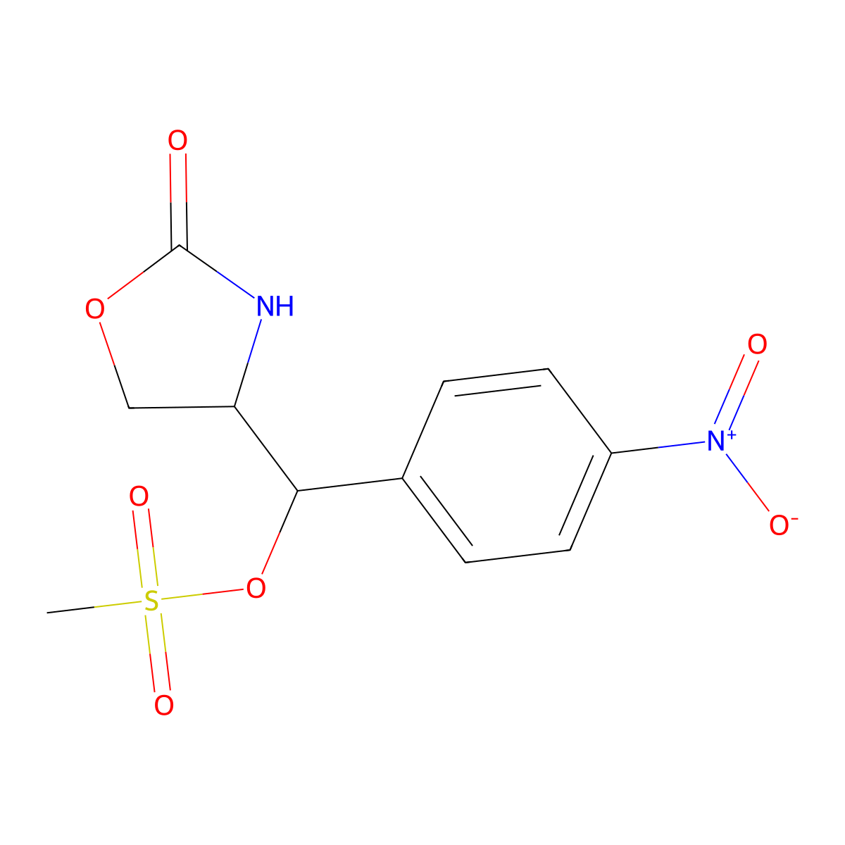 (4-Nitrophenyl)(2-oxo-1,3-oxazolidin-4-yl)methyl methanesulfonate molecular structure, CAS 1858240-96-6