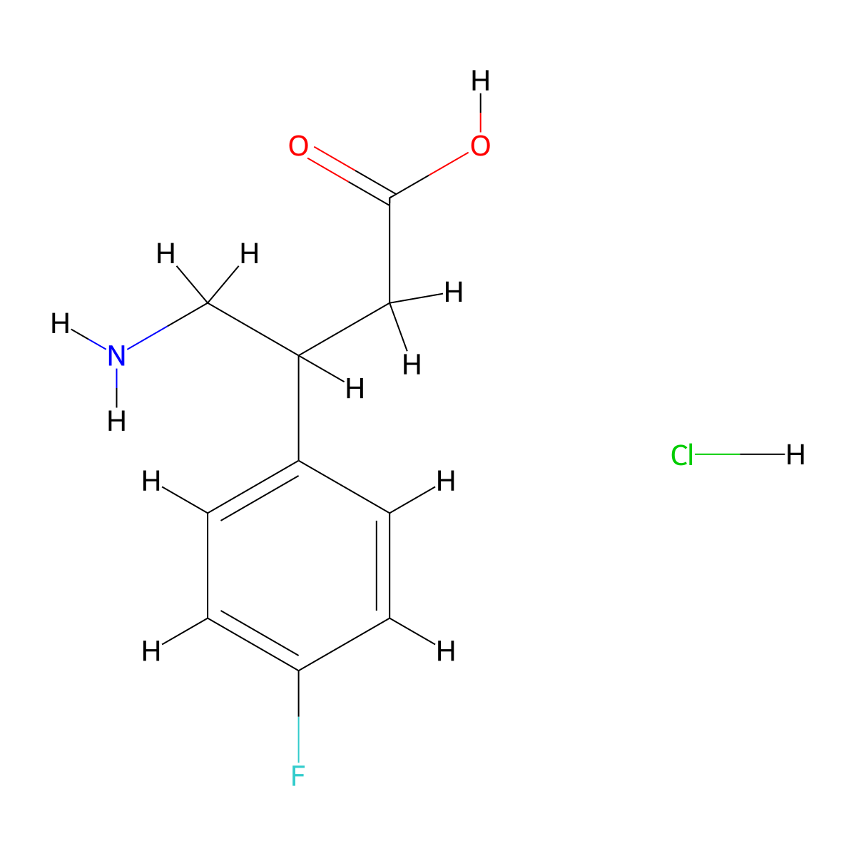 4-Amino-3-(4-fluorophenyl)butanoic acid hydrochloride molecular structure, CAS 1858241-03-8