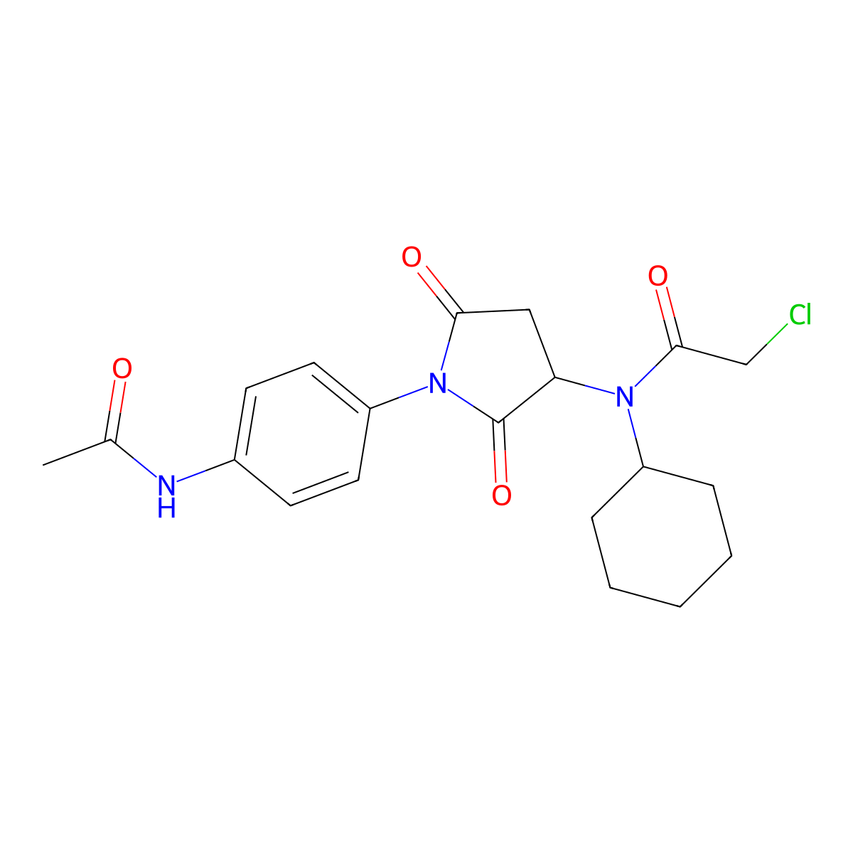 N-{1-[4-(Acetylamino)phenyl]-2,5-dioxopyrrolidin-3-yl}-2-chloro-N-cyclohexylacetamide molecular structure, CAS 1858241-08-3