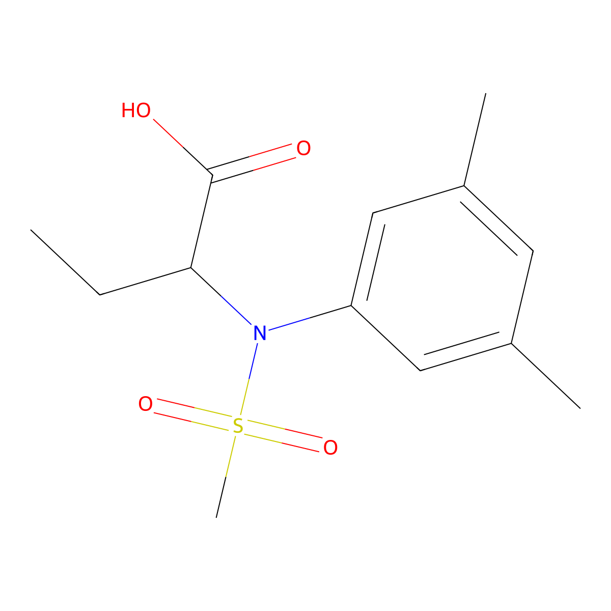 2-[(3,5-Dimethylphenyl)(methylsulfonyl)amino]butanoic acid molecular structure, CAS 1858241-14-1