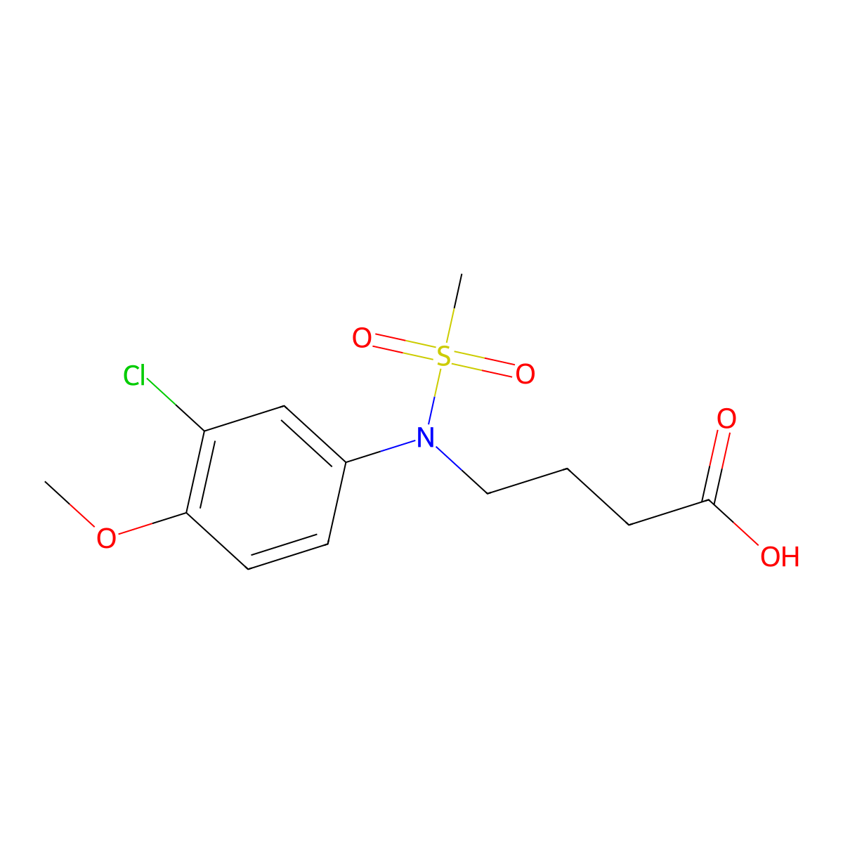 4-[(3-Chloro-4-methoxyphenyl)(methylsulfonyl)amino]butanoic acid molecular structure, CAS 1858241-21-0
