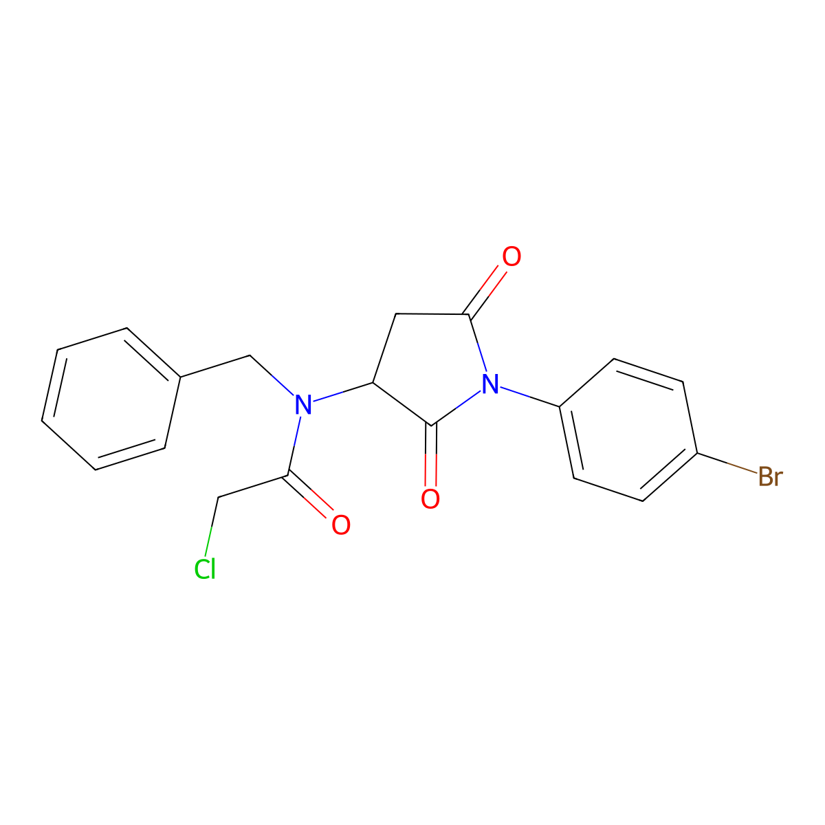 N-Benzyl-N-[1-(4-bromophenyl)-2,5-dioxopyrrolidin-3-yl]-2-chloroacetamide molecular structure, CAS 1858241-22-1