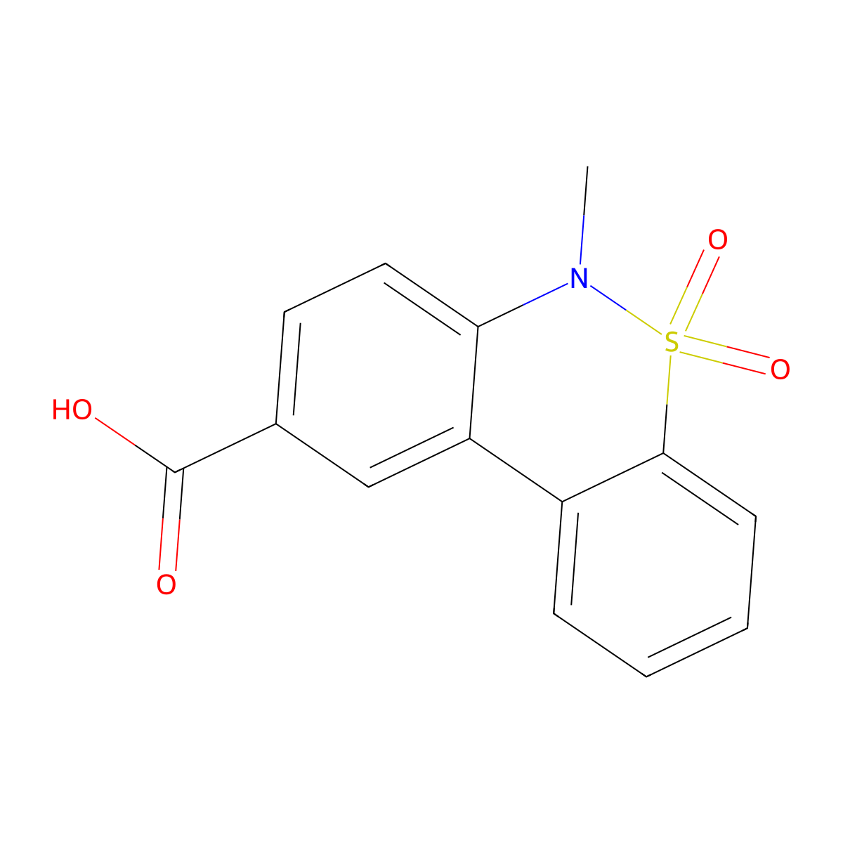6-Methyl-6H-dibenzo[c,e][1,2]thiazine-9-carboxylic acid 5,5-dioxide molecular structure, CAS 1858241-32-3