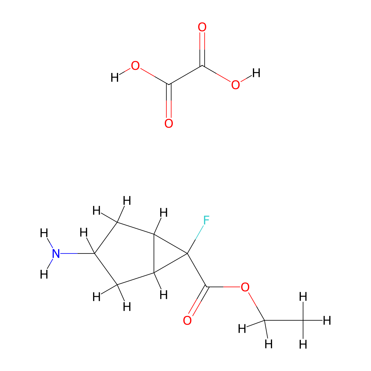 Ethyl 3-amino-6-fluorobicyclo[3.1.0]hexane-6-carboxylate oxalate molecular structure, CAS 1858241-38-9