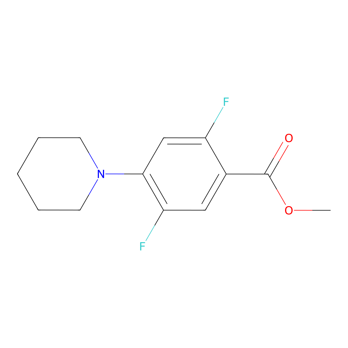Methyl 2,5-difluoro-4-piperidin-1-ylbenzoate molecular structure, CAS 1858241-61-8
