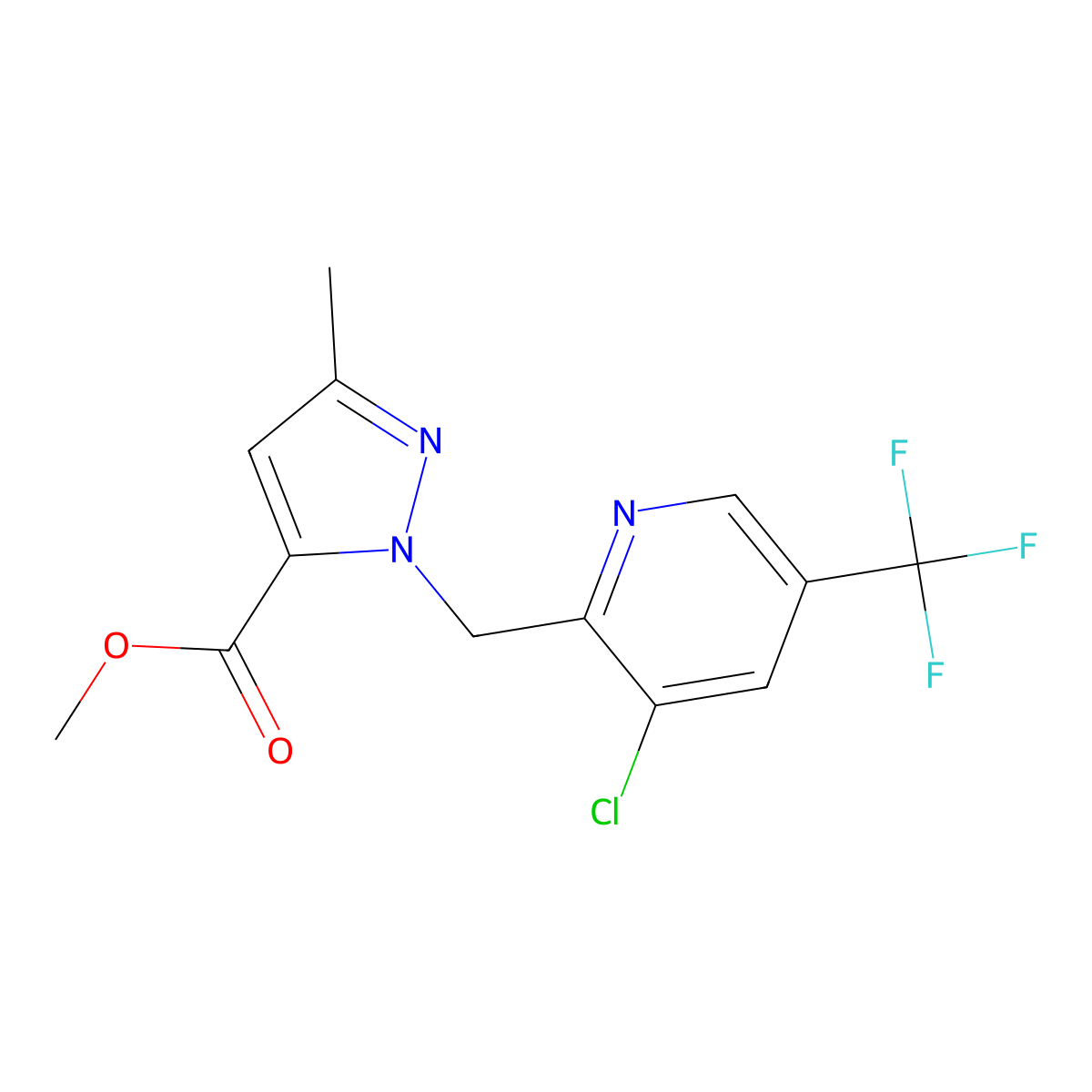 2-(3-Chloro-5-trifluoromethyl-pyridin-2-ylmethyl)-5-methyl-2h-pyrazole-3-carboxylic acid methyl ester molecular structure, CAS 1858241-68-5