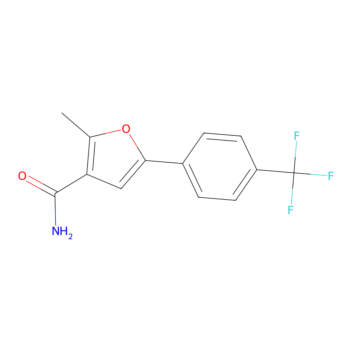 2-Methyl-5-(4-trifluoromethyl-phenyl)-furan-3-carboxylic acid amide molecular structure, CAS 1858241-89-0