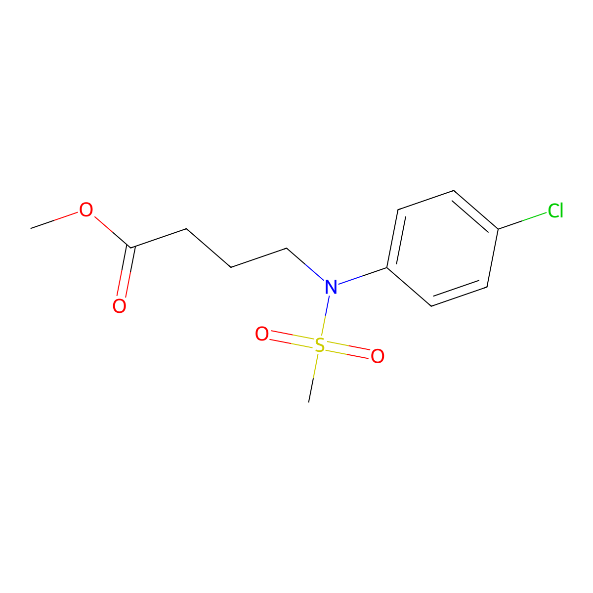Methyl 4-[(4-chlorophenyl)(methylsulfonyl)amino]butanoate molecular structure, CAS 1858241-99-2