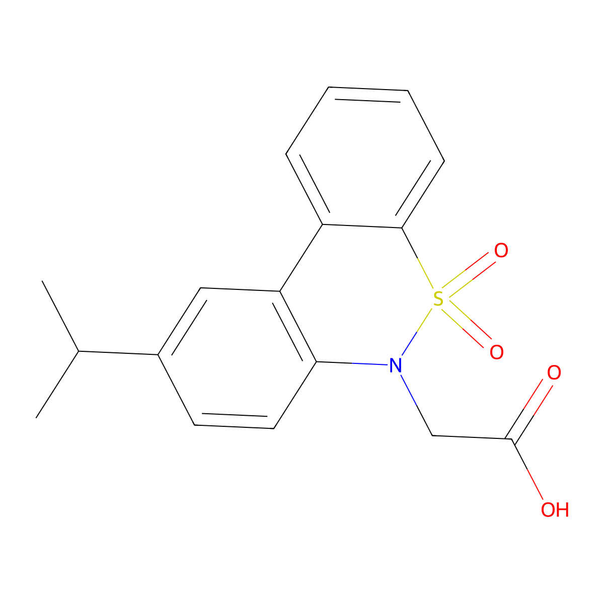 (9-Isopropyl-5,5-dioxido-6H-dibenzo[c,e][1,2]thiazin-6-yl)acetic acid molecular structure, CAS 1858242-04-2