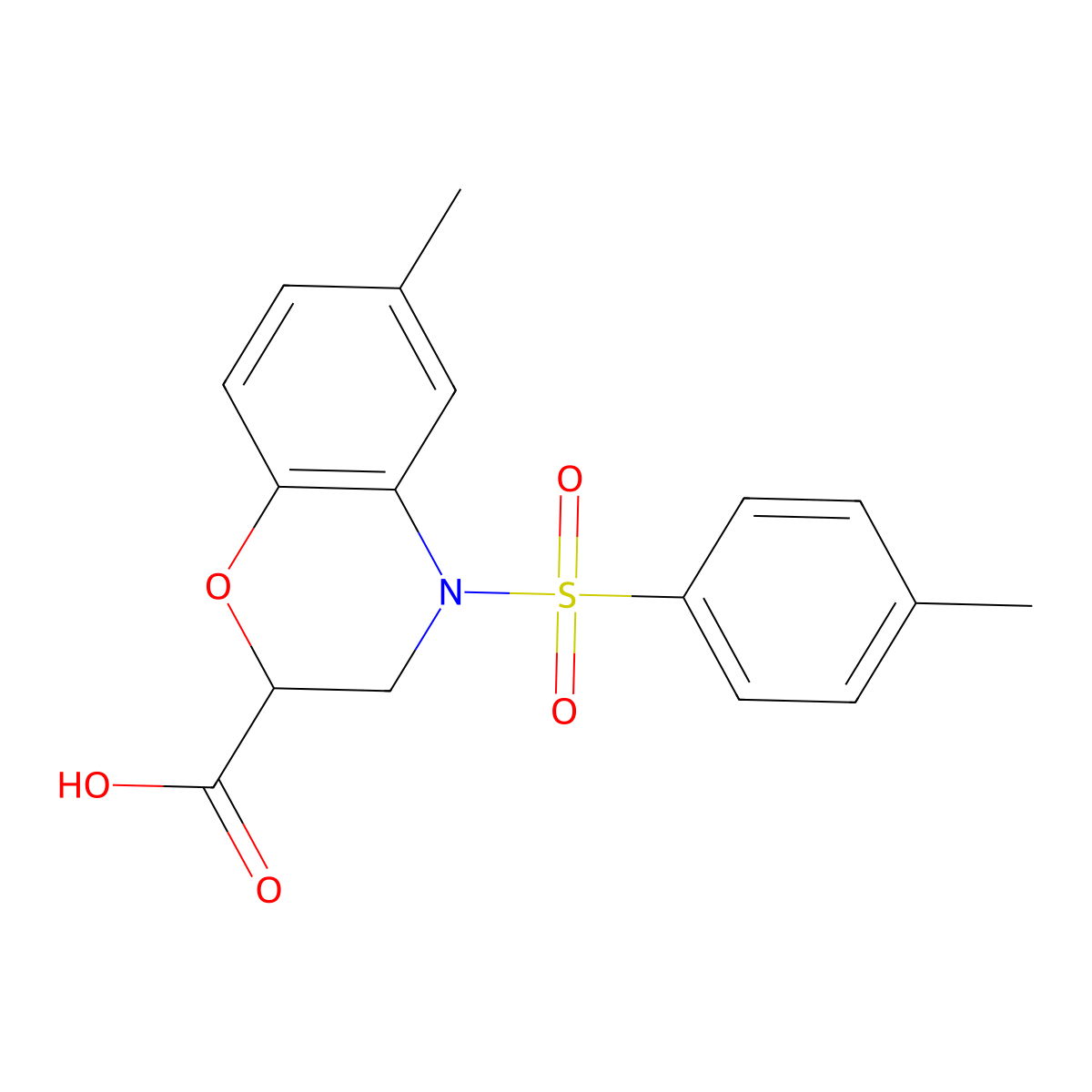 6-Methyl-4-[(4-methylphenyl)sulfonyl]-3,4-dihydro-2H-1,4-benzoxazine-2-carboxylic acid molecular structure, CAS 1858242-10-0