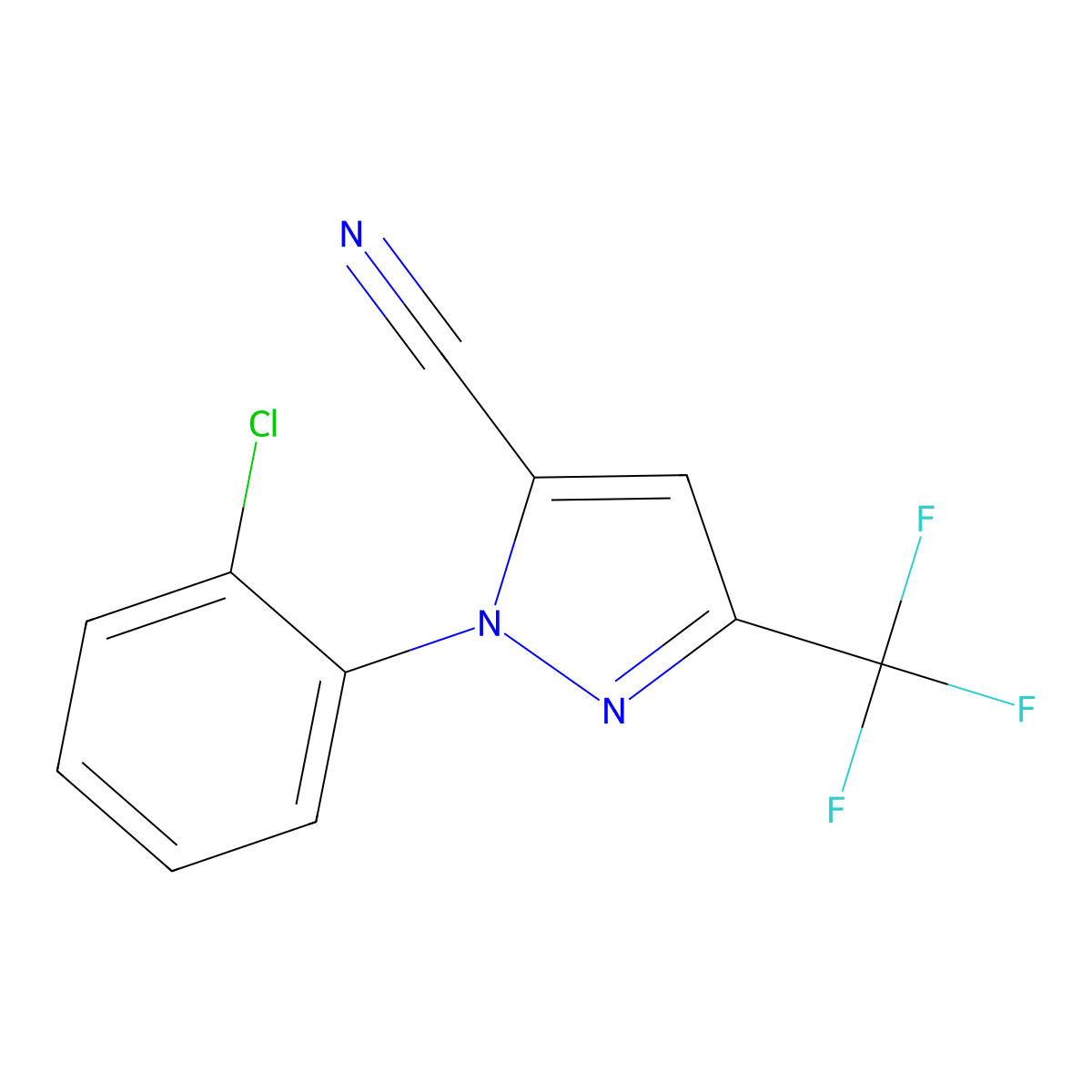 2-(2-Chloro-phenyl)-5-trifluoromethyl-2H-pyrazole-3-carbonitrile molecular structure, CAS 1858242-23-5