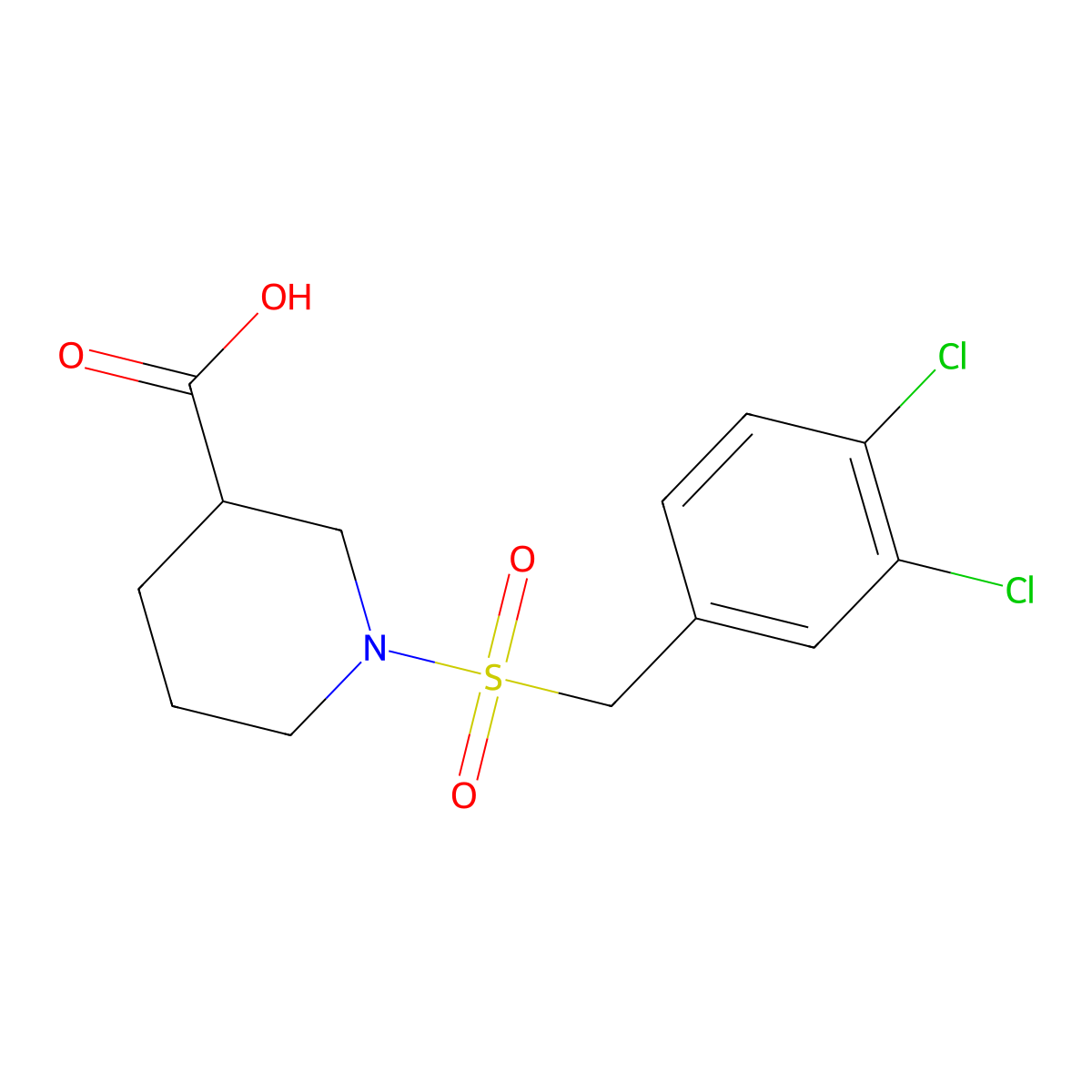 1-[(3,4-Dichlorobenzyl)sulfonyl]piperidine-3-carboxylic acid molecular structure, CAS 1858242-24-6