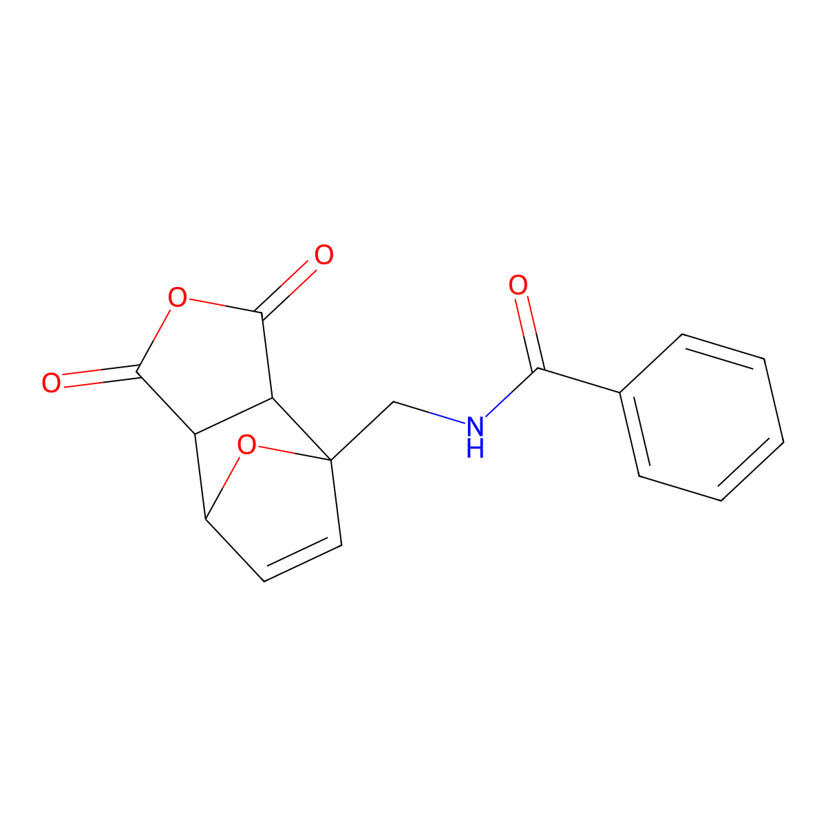 N-[(3,5-dioxo-4,10-dioxatricyclo[5.2.1.02,6]dec-8-en-1-yl)methyl]benzamide molecular structure, CAS 1858242-49-5