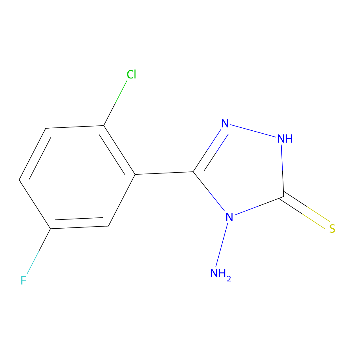4-Amino-5-(2-chloro-5-fluorophenyl)-4H-1,2,4-triazole-3-thiol molecular structure, CAS 1858242-67-7