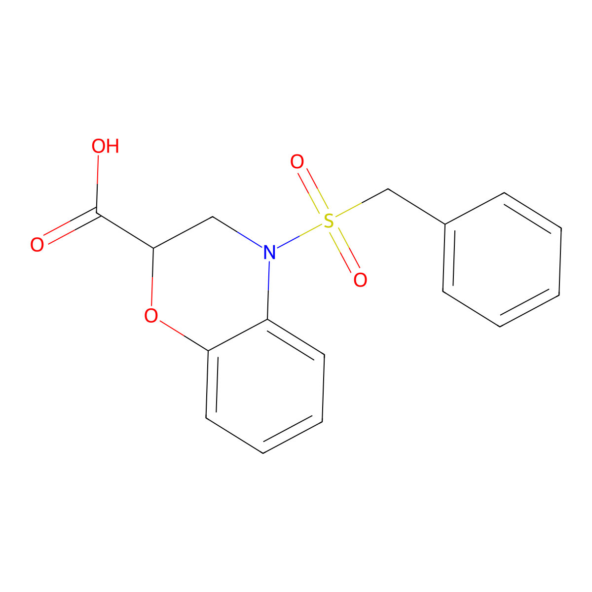 4-(Benzylsulfonyl)-3,4-dihydro-2H-1,4-benzoxazine-2-carboxylic acid molecular structure, CAS 1858249-67-8