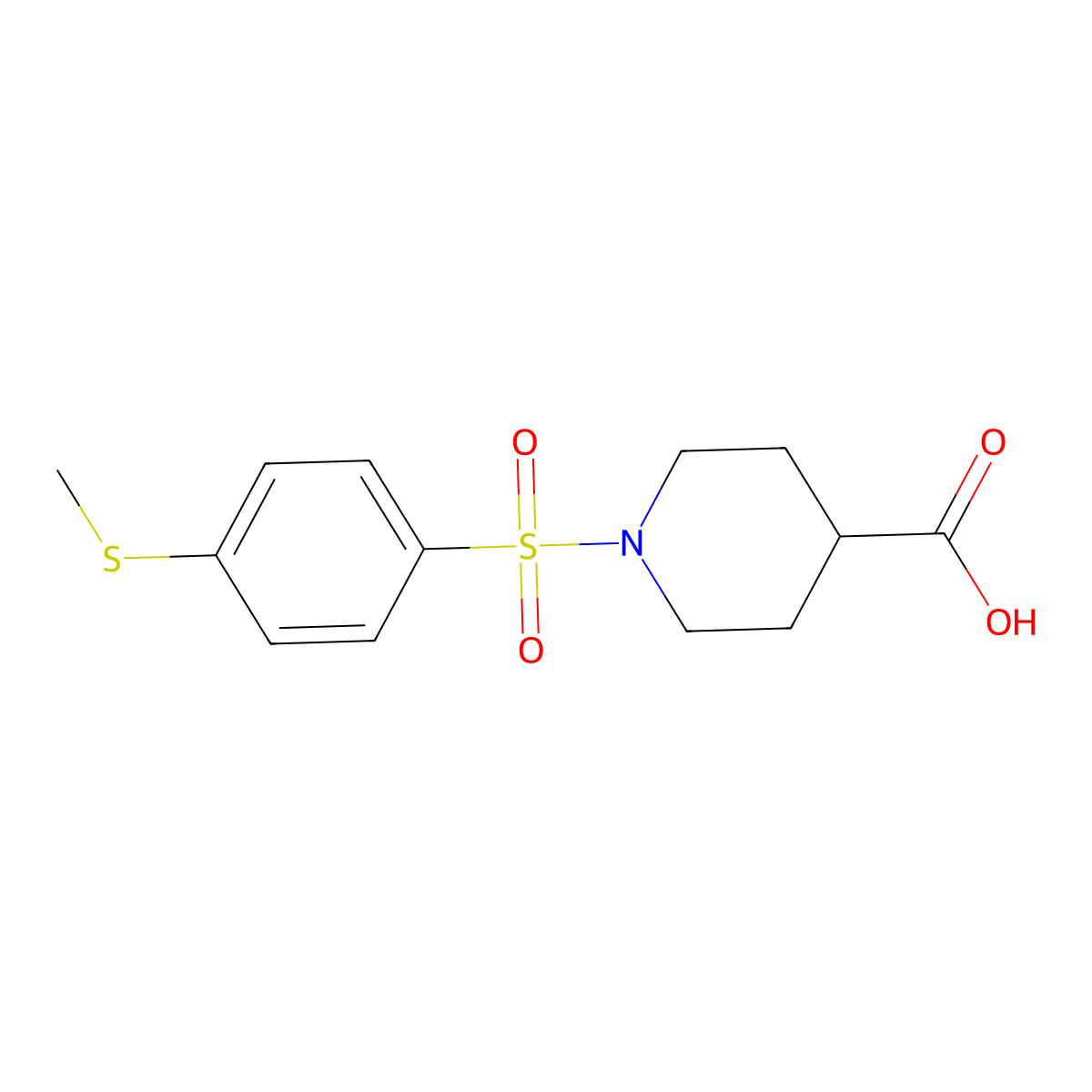 1-([4-(Methylthio)phenyl]sulfonyl)piperidine-4-carboxylic acid molecular structure, CAS 1858249-77-0