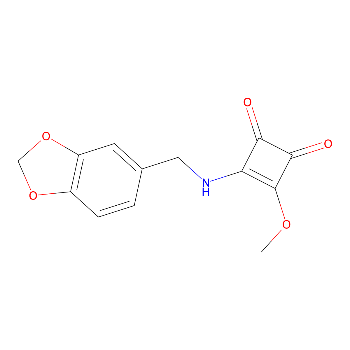 3-[(1,3-Benzodioxol-5-ylmethyl)amino]-4-methoxycyclobut-3-ene-1,2-dione molecular structure, CAS 1858249-84-9