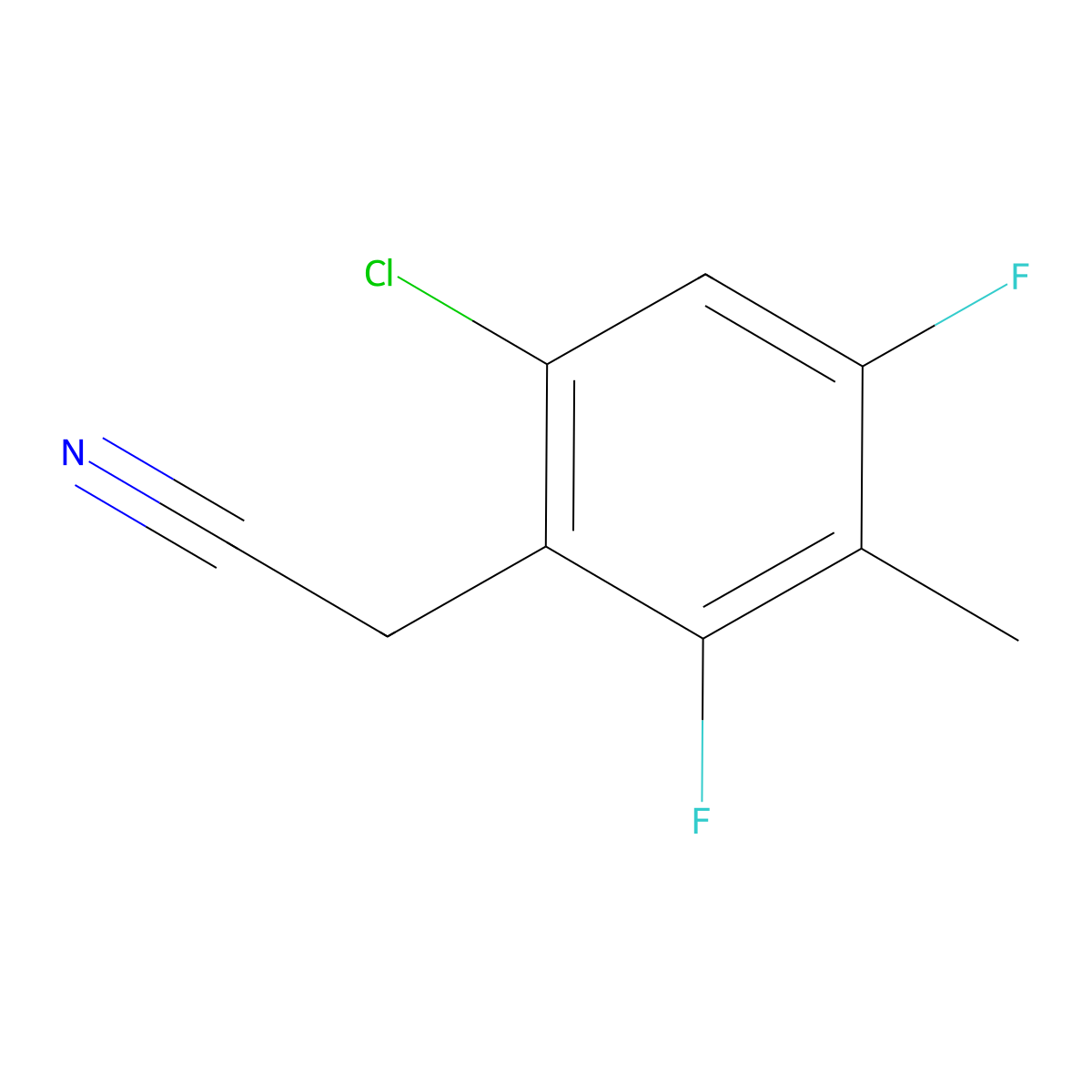 6-Chloro-2,4-difluoro-3-methylphenylacetonitrile molecular structure, CAS 1858250-05-1