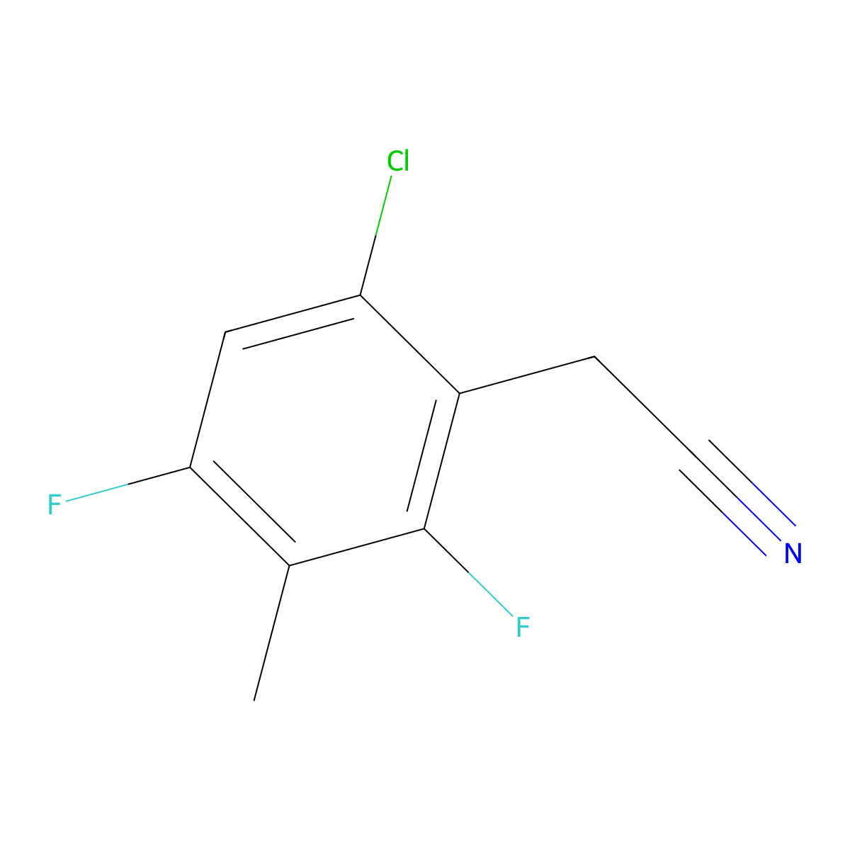 6-Chloro-2,4-difluoro-3-methylphenylacetonitrile molecular structure, CAS 1858250-05-1