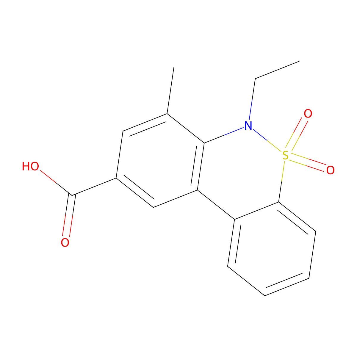 6-Ethyl-7-methyl-6H-dibenzo[c,e][1,2]thiazine-9-carboxylic acid 5,5-dioxide molecular structure, CAS 1858250-09-5