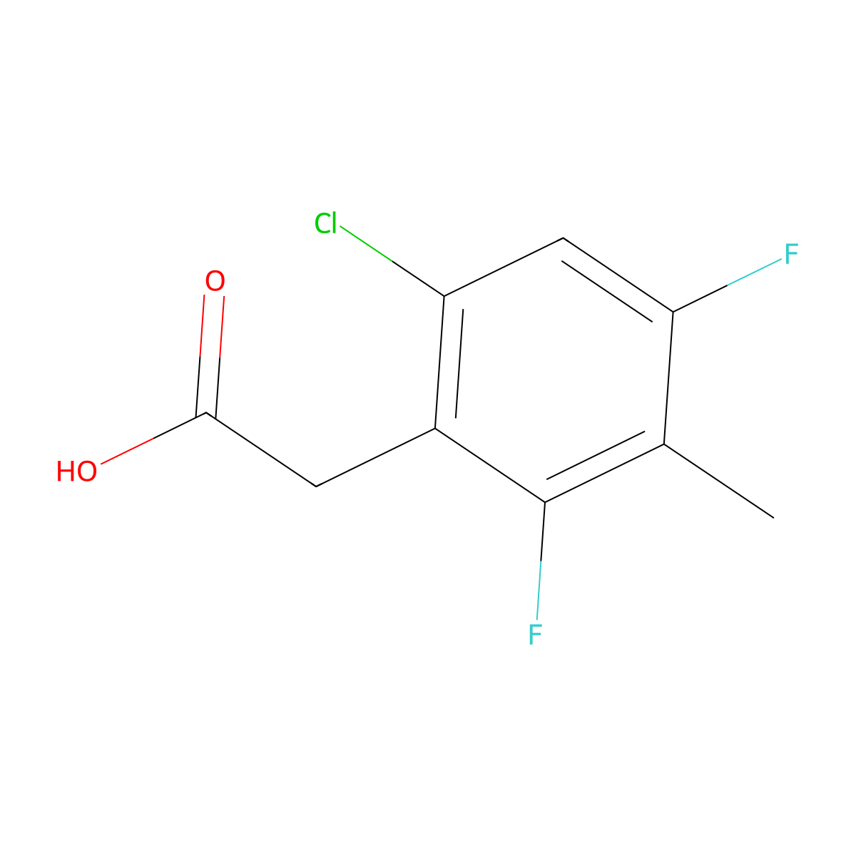 6-Chloro-2,4-difluoro-3-methylphenylacetic acid molecular structure, CAS 1858250-10-8
