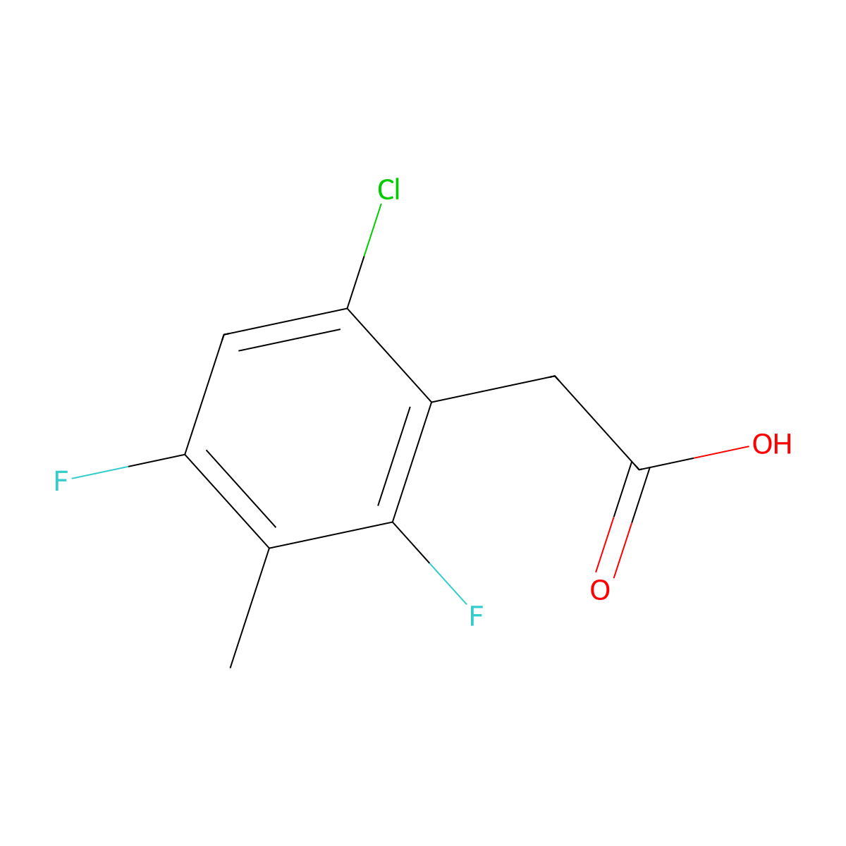 6-Chloro-2,4-difluoro-3-methylphenylacetic acid molecular structure, CAS 1858250-10-8