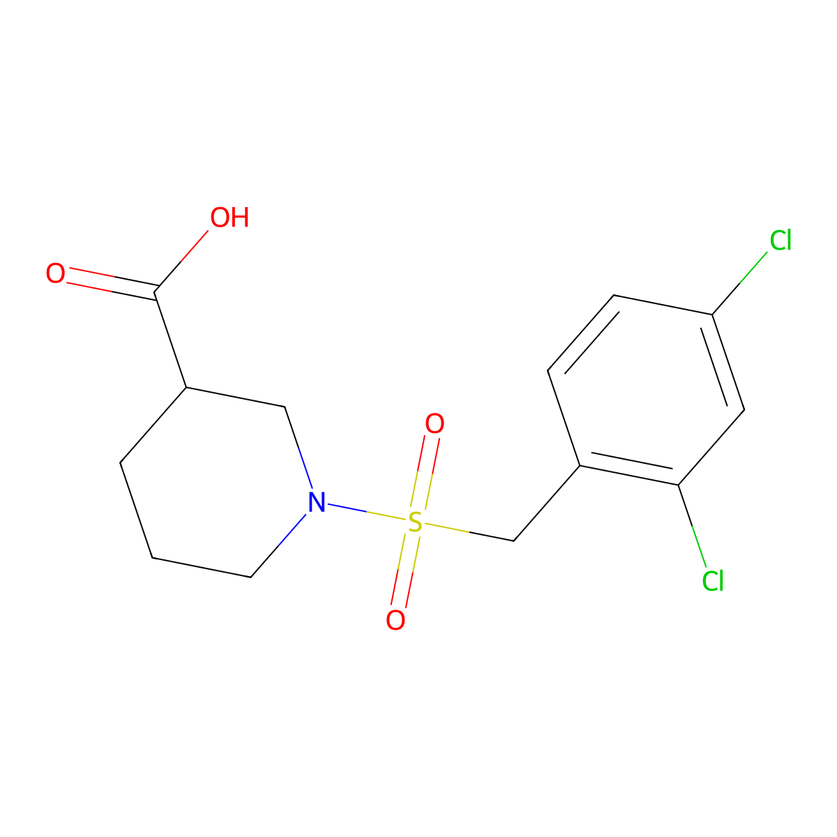 1-[(2,4-Dichlorobenzyl)sulfonyl]piperidine-3-carboxylic acid molecular structure, CAS 1858250-15-3