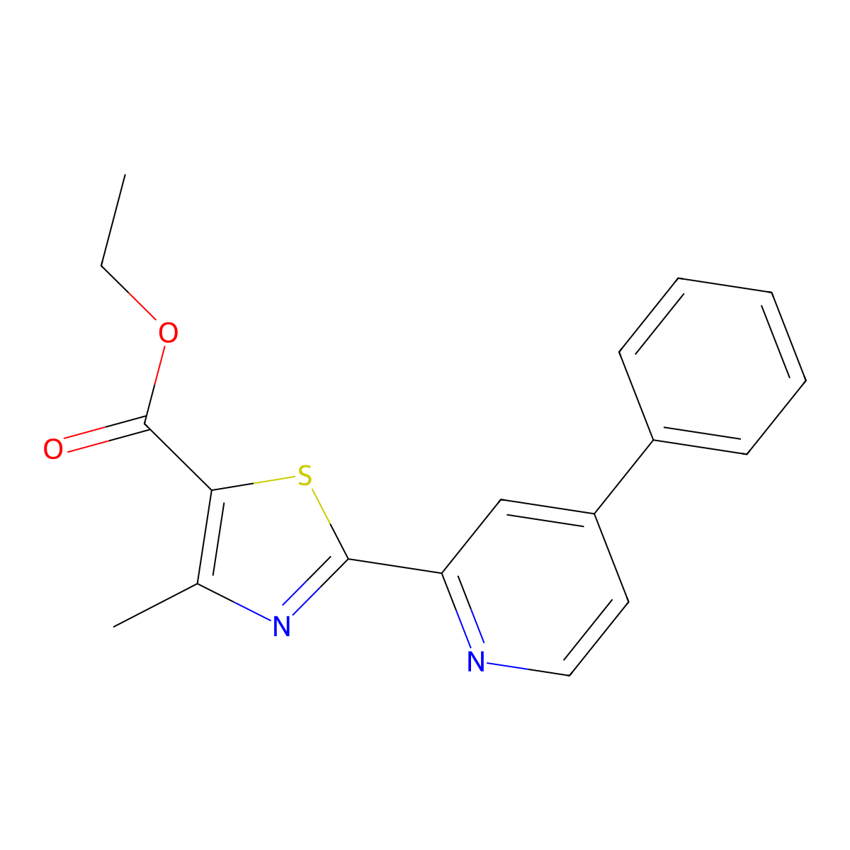 Ethyl 4-methyl-2-(4-phenyl-2-pyridyl)thiazole-5-carboxylate molecular structure, CAS 1858250-16-4