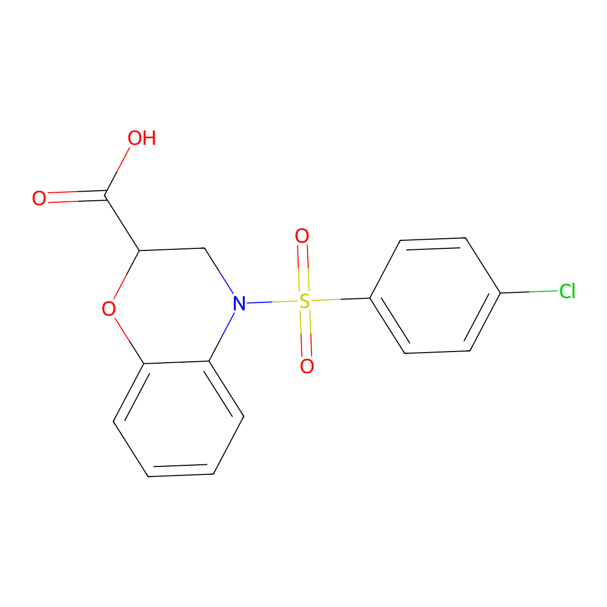 4-[(4-Chlorophenyl)sulfonyl]-3,4-dihydro-2H-1,4-benzoxazine-2-carboxylic acid molecular structure, CAS 1858250-18-6