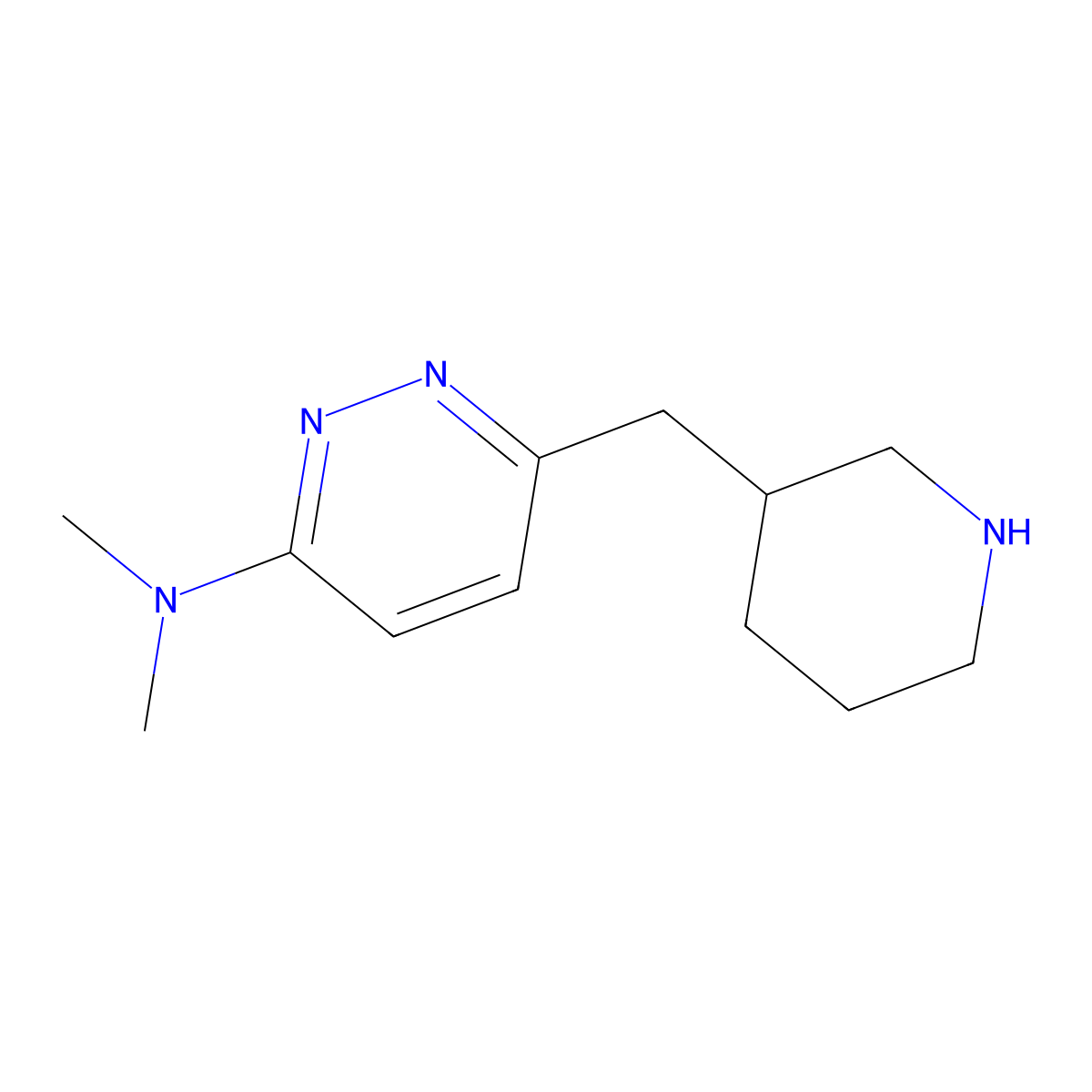 N,N-dimethyl-6-[(piperidin-3-yl)methyl]pyridazin-3-amine molecular structure, CAS 1858250-20-0