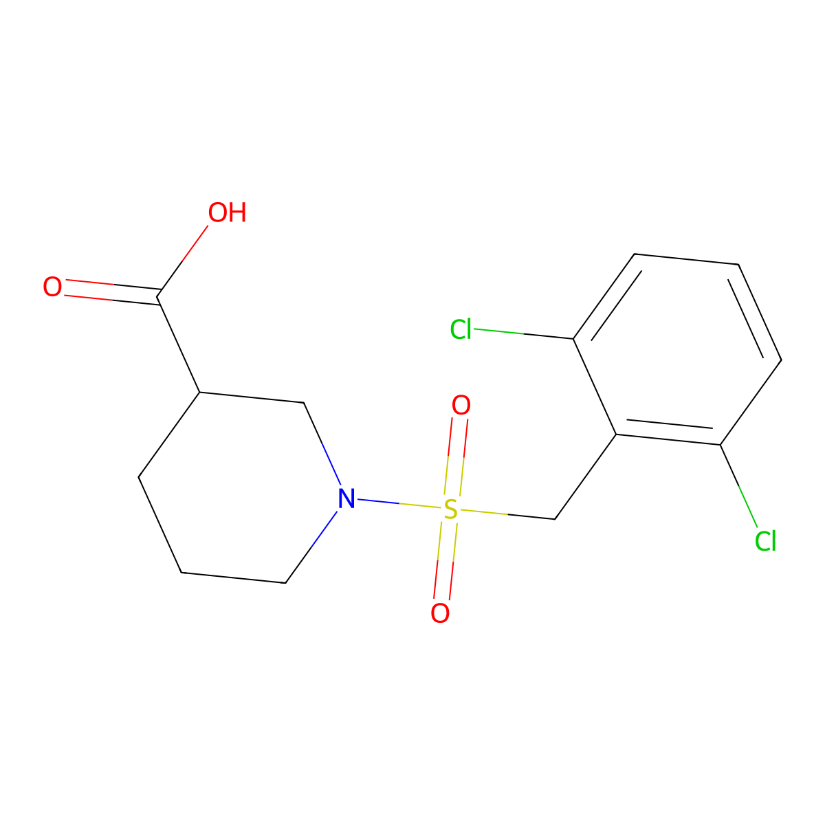 1-[(2,6-Dichlorobenzyl)sulfonyl]piperidine-3-carboxylic acid molecular structure, CAS 1858250-26-6