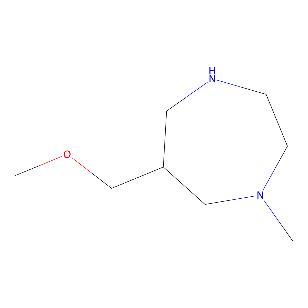 6-(Methoxymethyl)-1-methyl-1,4-diazepane molecular structure, CAS 1858250-42-6