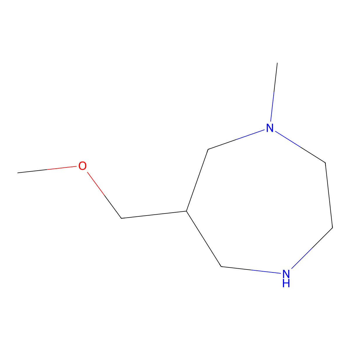 6-(Methoxymethyl)-1-methyl-1,4-diazepane molecular structure, CAS 1858250-42-6