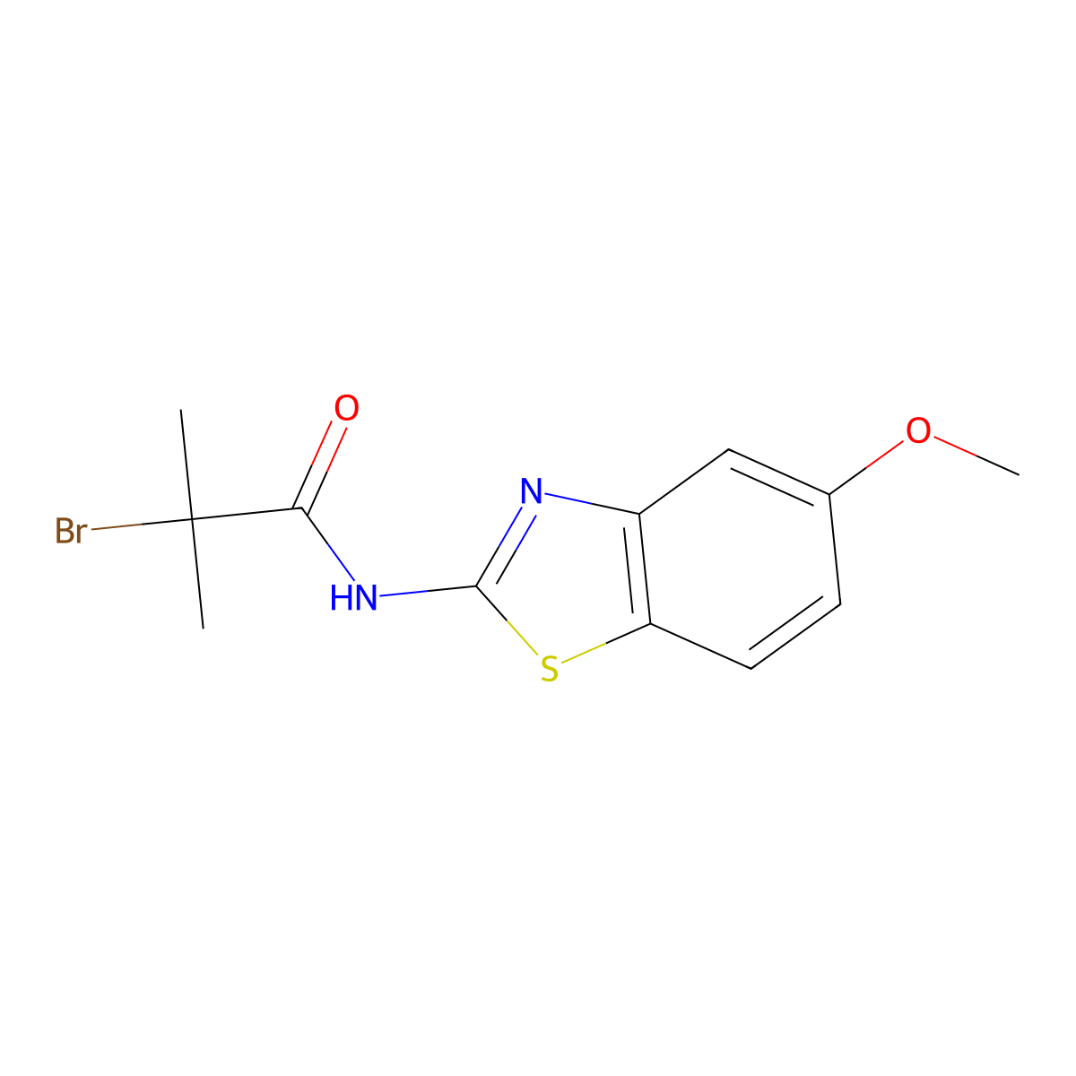 2-Bromo-N-(5-methoxy-1,3-benzothiazol-2-yl)-2-methylpropanamide molecular structure, CAS 1858250-48-2