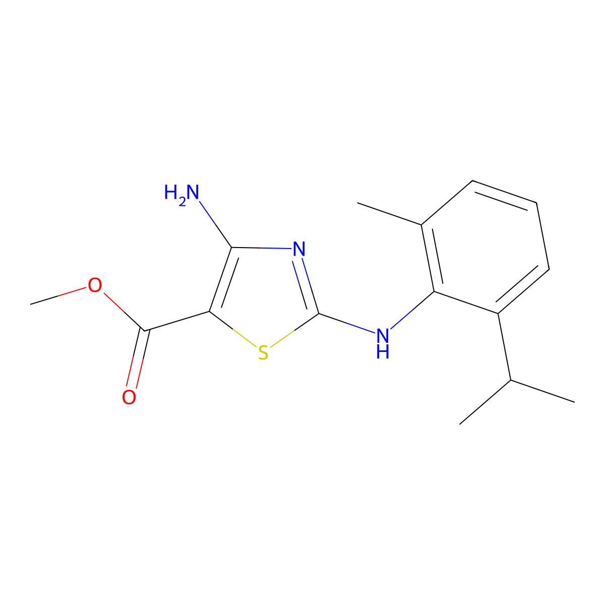 Methyl 4-amino-2-[(2-isopropyl-6-methylphenyl)amino]-1,3-thiazole-5-carboxylate molecular structure, CAS 1858250-50-6
