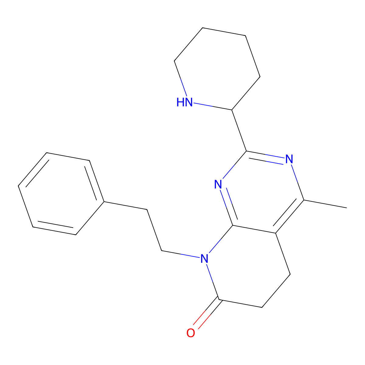pyrido[2,3-d]pyrimidin-7(6H)-one, 5,8-dihydro-4-methyl-8-(2-phenylethyl)-2-(2-piperidinyl)-, dihydrochloride molecular structure, CAS 1858250-51-7