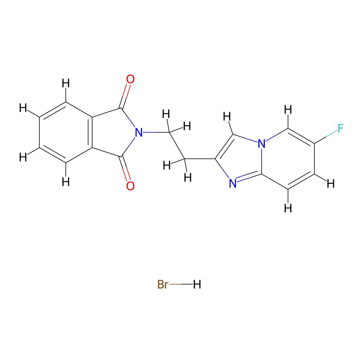 2-[2-(6-Fluoroimidazo[1,2-a]pyridin-2-yl)ethyl]-1H-isoindole-1,3(2H)-dione hydrobromide molecular structure, CAS 1858250-77-7